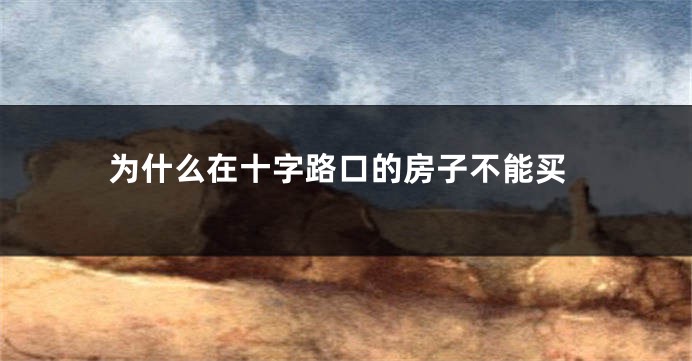 为什么在十字路口的房子不能买