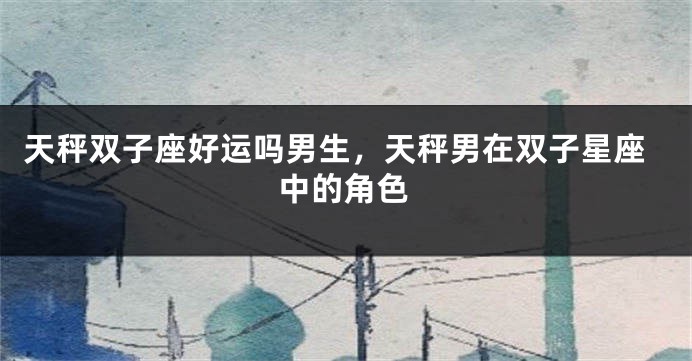 天秤双子座好运吗男生，天秤男在双子星座中的角色