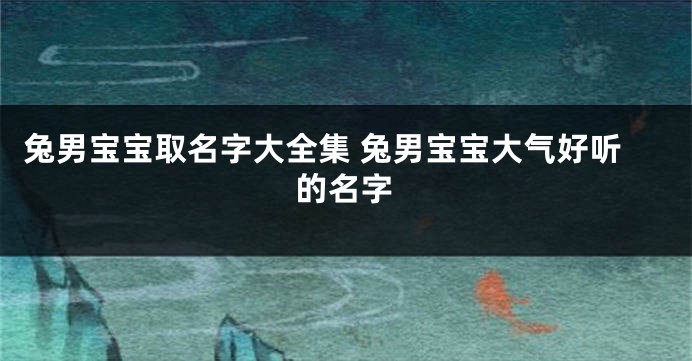 兔男宝宝取名字大全集 兔男宝宝大气好听的名字