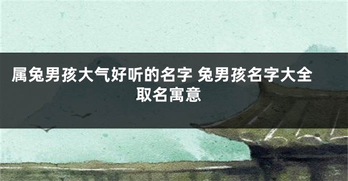 属兔男孩大气好听的名字 兔男孩名字大全 取名寓意