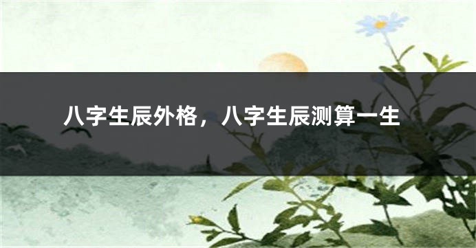 八字生辰外格,八字生辰测算一生
