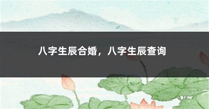 八字生辰合婚,八字生辰查询