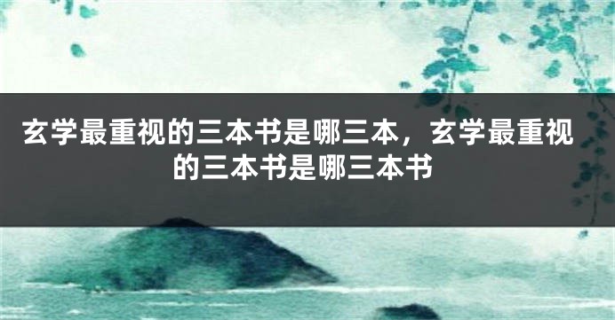 玄学最重视的三本书是哪三本，玄学最重视的三本书是哪三本书
