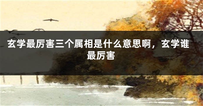 玄学最厉害三个属相是什么意思啊，玄学谁最厉害