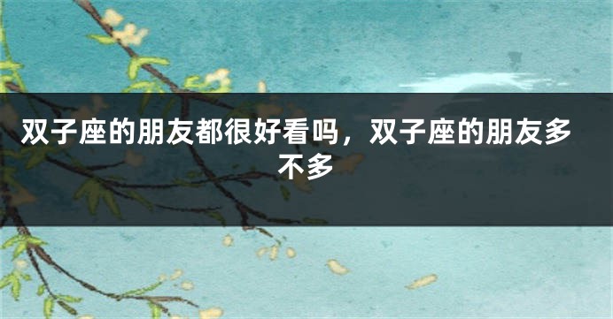 双子座的朋友都很好看吗，双子座的朋友多不多