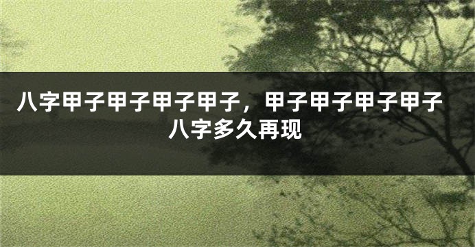 八字甲子甲子甲子甲子，甲子甲子甲子甲子八字多久再现