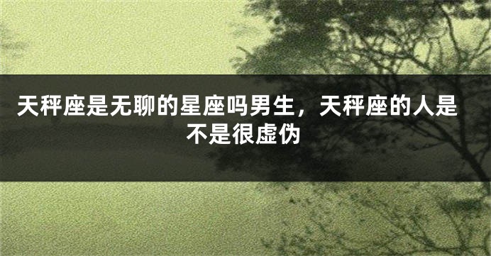 天秤座是无聊的星座吗男生，天秤座的人是不是很虚伪