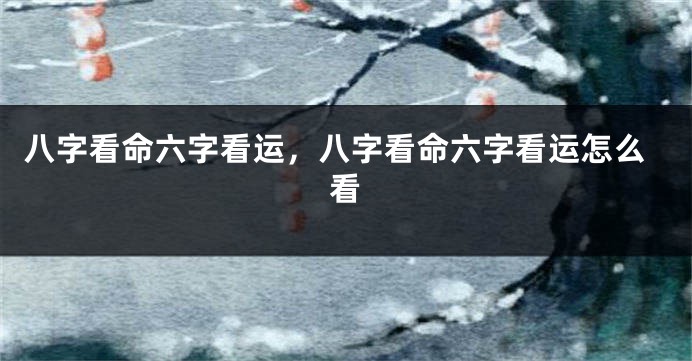 八字看命六字看运，八字看命六字看运怎么看