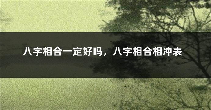 八字相合一定好吗，八字相合相冲表