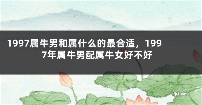 1997属牛男和属什么的最合适,1997年属牛男配属牛女好不好