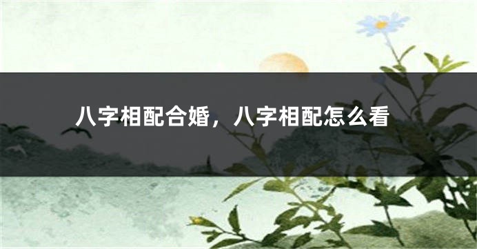 八字相配合婚，八字相配怎么看