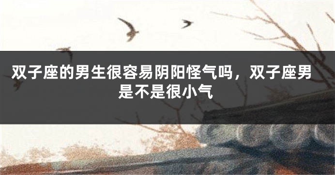 双子座的男生很容易阴阳怪气吗，双子座男是不是很小气