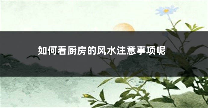 如何看厨房的风水注意事项呢