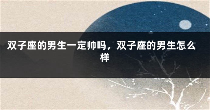 双子座的男生一定帅吗，双子座的男生怎么样