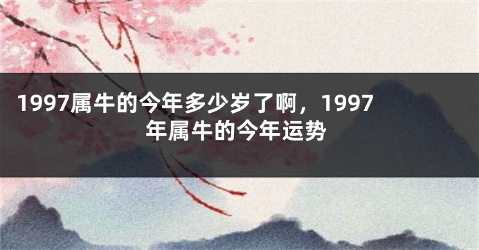 1997属牛的今年多少岁了啊，1997年属牛的今年运势