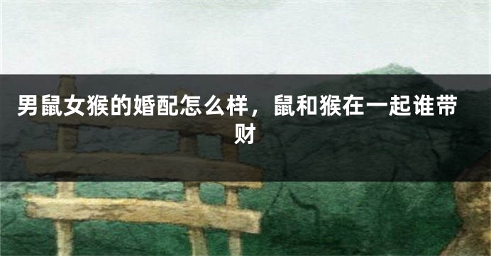 男鼠女猴的婚配怎么样，鼠和猴在一起谁带财