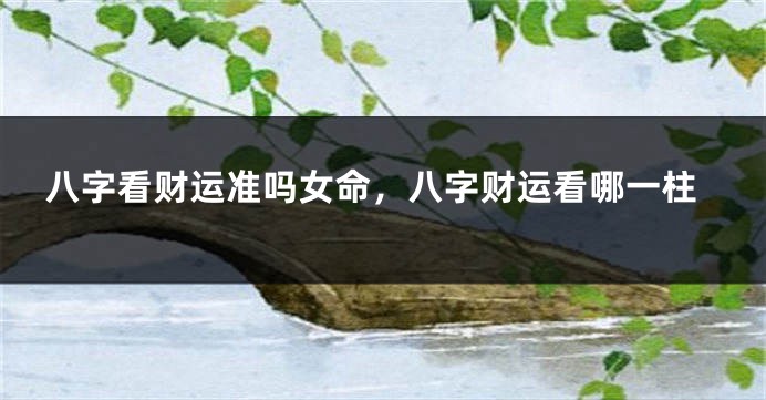 八字看财运准吗女命，八字财运看哪一柱