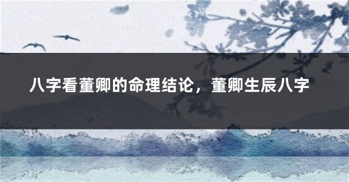 八字看董卿的命理结论，董卿生辰八字