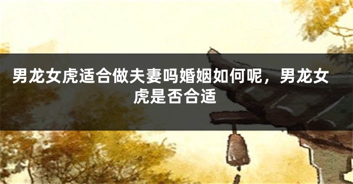 男龙女虎适合做夫妻吗婚姻如何呢，男龙女虎是否合适