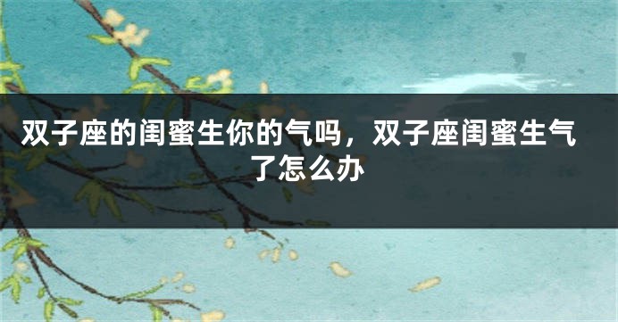 双子座的闺蜜生你的气吗，双子座闺蜜生气了怎么办