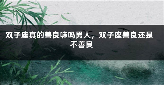 双子座真的善良嘛吗男人，双子座善良还是不善良