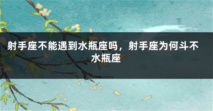 射手座不能遇到水瓶座吗，射手座为何斗不水瓶座