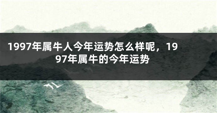 1997年属牛人今年运势怎么样呢，1997年属牛的今年运势