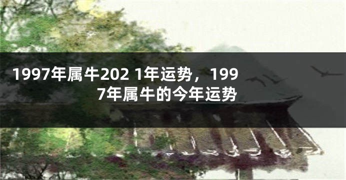 1997年属牛202 1年运势，1997年属牛的今年运势