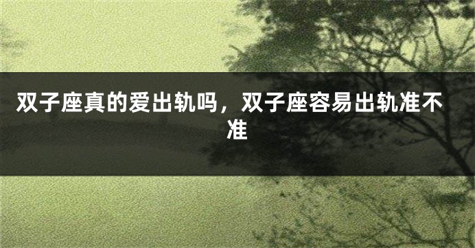 双子座真的爱出轨吗，双子座容易出轨准不准