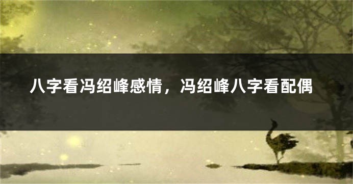 八字看冯绍峰感情，冯绍峰八字看配偶