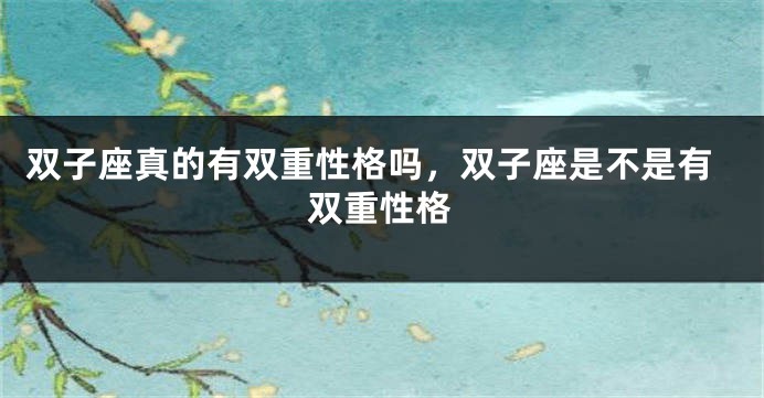 双子座真的有双重性格吗，双子座是不是有双重性格