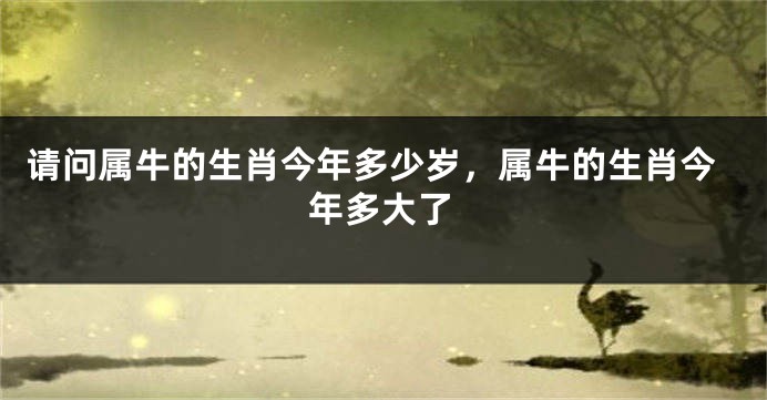 请问属牛的生肖今年多少岁，属牛的生肖今年多大了
