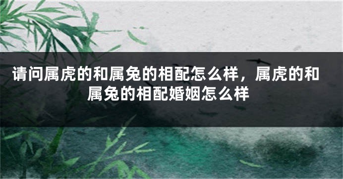 请问属虎的和属兔的相配怎么样，属虎的和属兔的相配婚姻怎么样