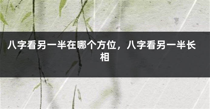 八字看另一半在哪个方位，八字看另一半长相