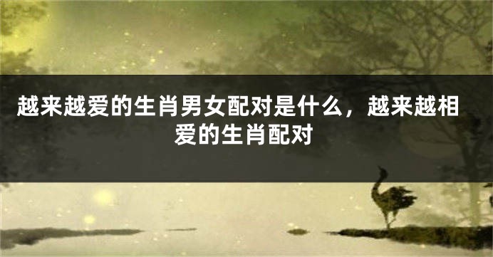 越来越爱的生肖男女配对是什么，越来越相爱的生肖配对