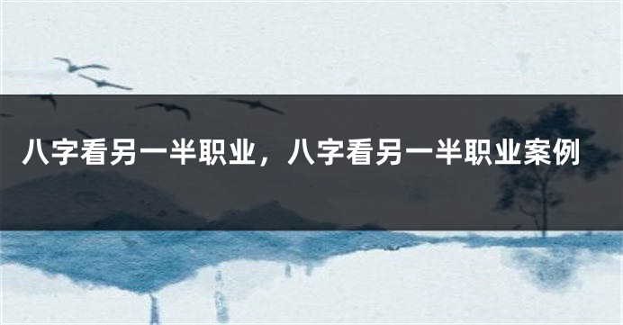 八字看另一半职业，八字看另一半职业案例
