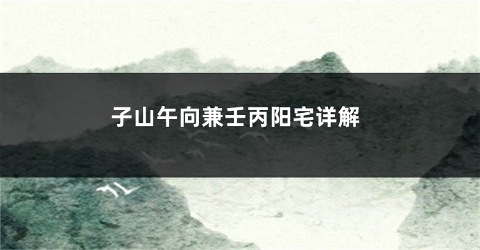 子山午向兼壬丙阳宅详解