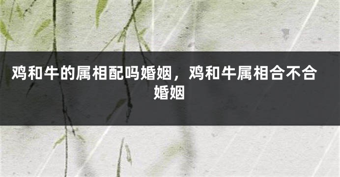 鸡和牛的属相配吗婚姻，鸡和牛属相合不合婚姻