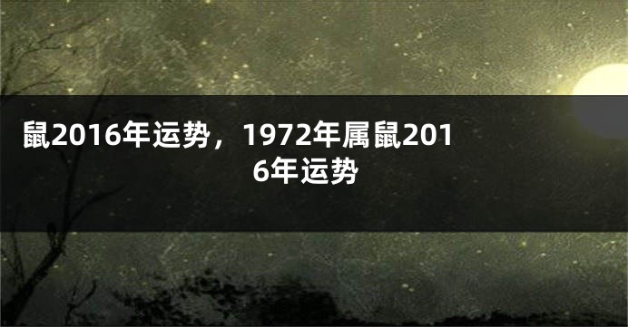 鼠2016年运势，1972年属鼠2016年运势