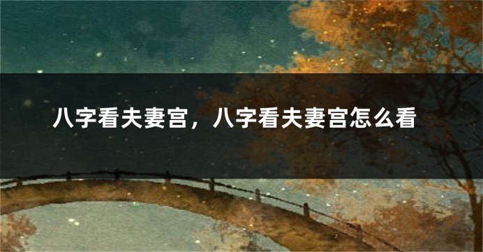 八字看夫妻宫，八字看夫妻宫怎么看