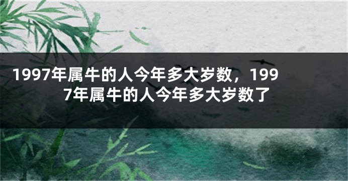 1997年属牛的人今年多大岁数，1997年属牛的人今年多大岁数了