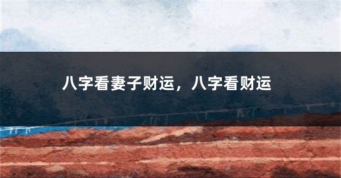 八字看妻子财运，八字看财运