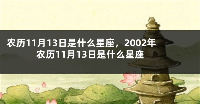 农历11月13日是什么星座，2002年农历11月13日是什么星座