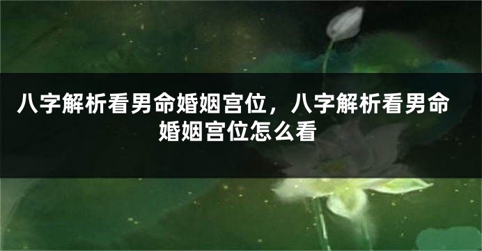 八字解析看男命婚姻宫位，八字解析看男命婚姻宫位怎么看