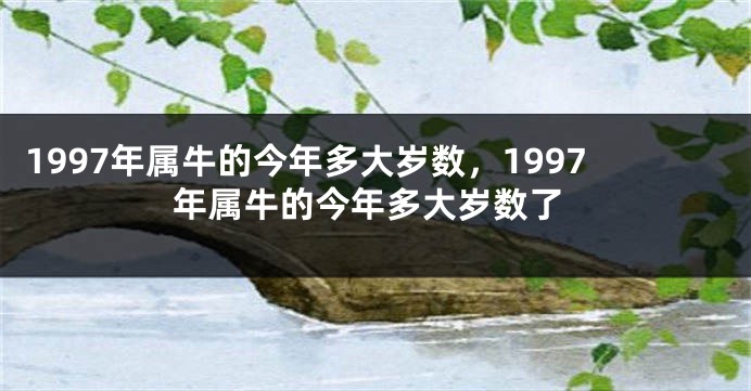 1997年属牛的今年多大岁数，1997年属牛的今年多大岁数了