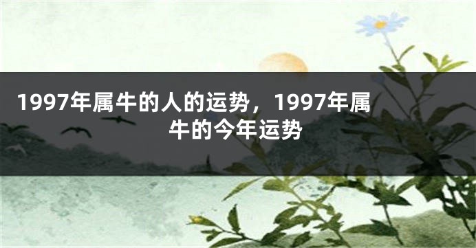 1997年属牛的人的运势，1997年属牛的今年运势