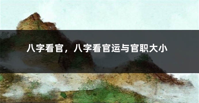 八字看官，八字看官运与官职大小