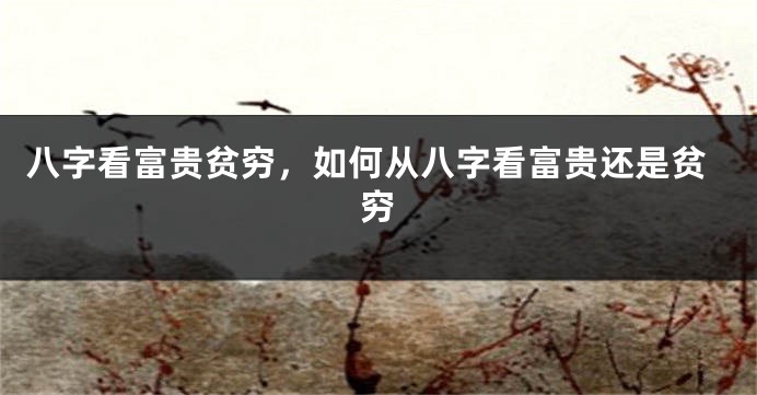 八字看富贵贫穷，如何从八字看富贵还是贫穷