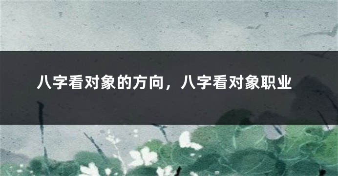 八字看对象的方向,八字看对象职业