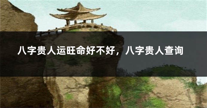 八字贵人运旺命好不好，八字贵人查询